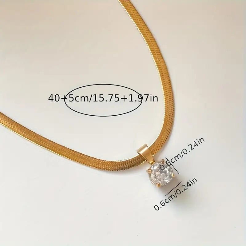 Náhrdelník Elegant Rhinestone – zlatá barva – Zoria bižuterie