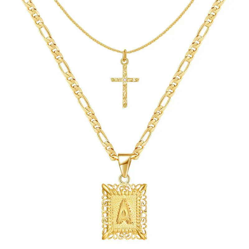 Set Křížek Initial – zlatá barva – Zoria bižuterie