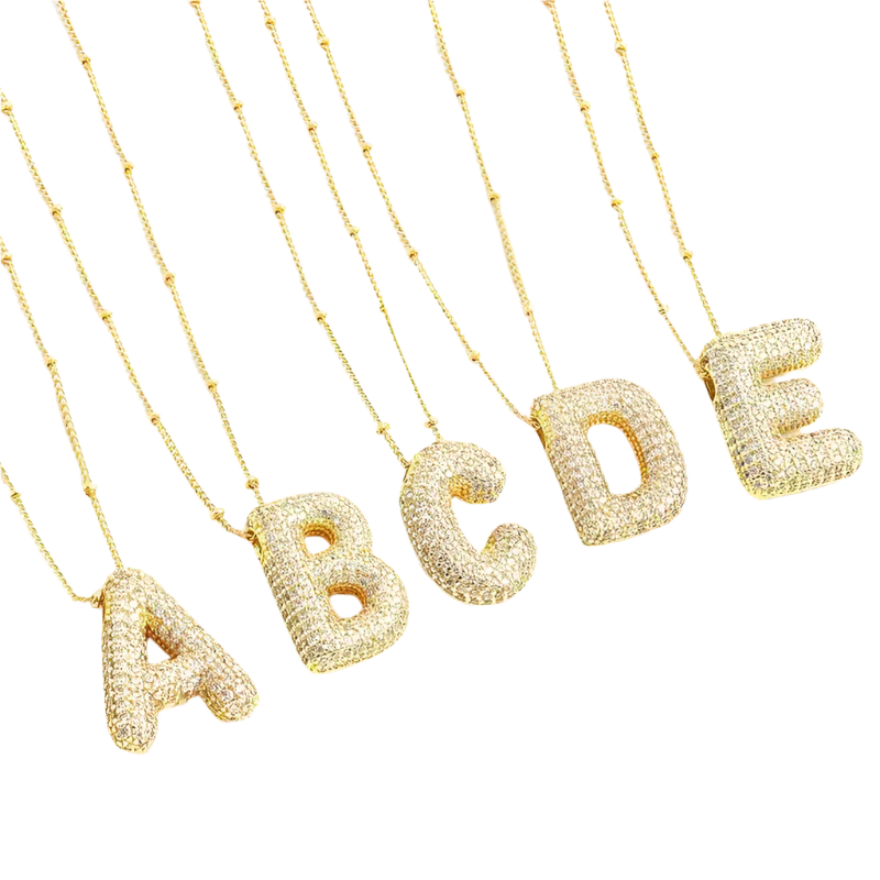 Set Bubble letter initial – stříbrná barva – Zoria bižuterie
