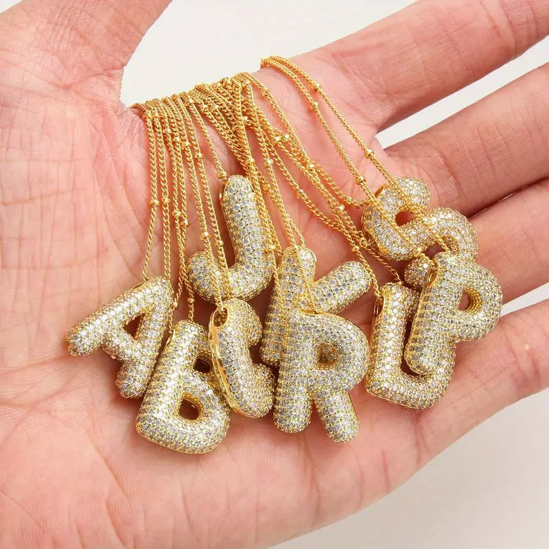 Set Bubble letter initial – zlatá barva – Zoria bižuterie