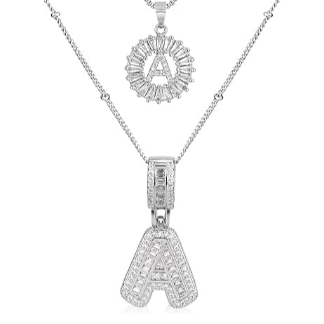 Set Pave letter initial – stříbrná barva – Zoria bižuterie
