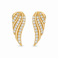 Náušnice Modern Leaf Pave – zlatá barva
