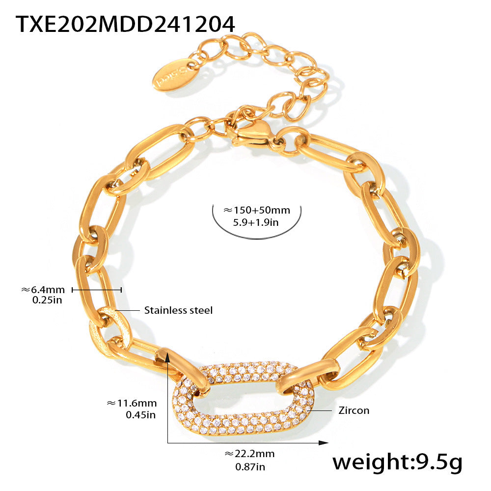 Set Paved Chunky Chain Link Jewelry – zlatá barva – Zoria bižuterie