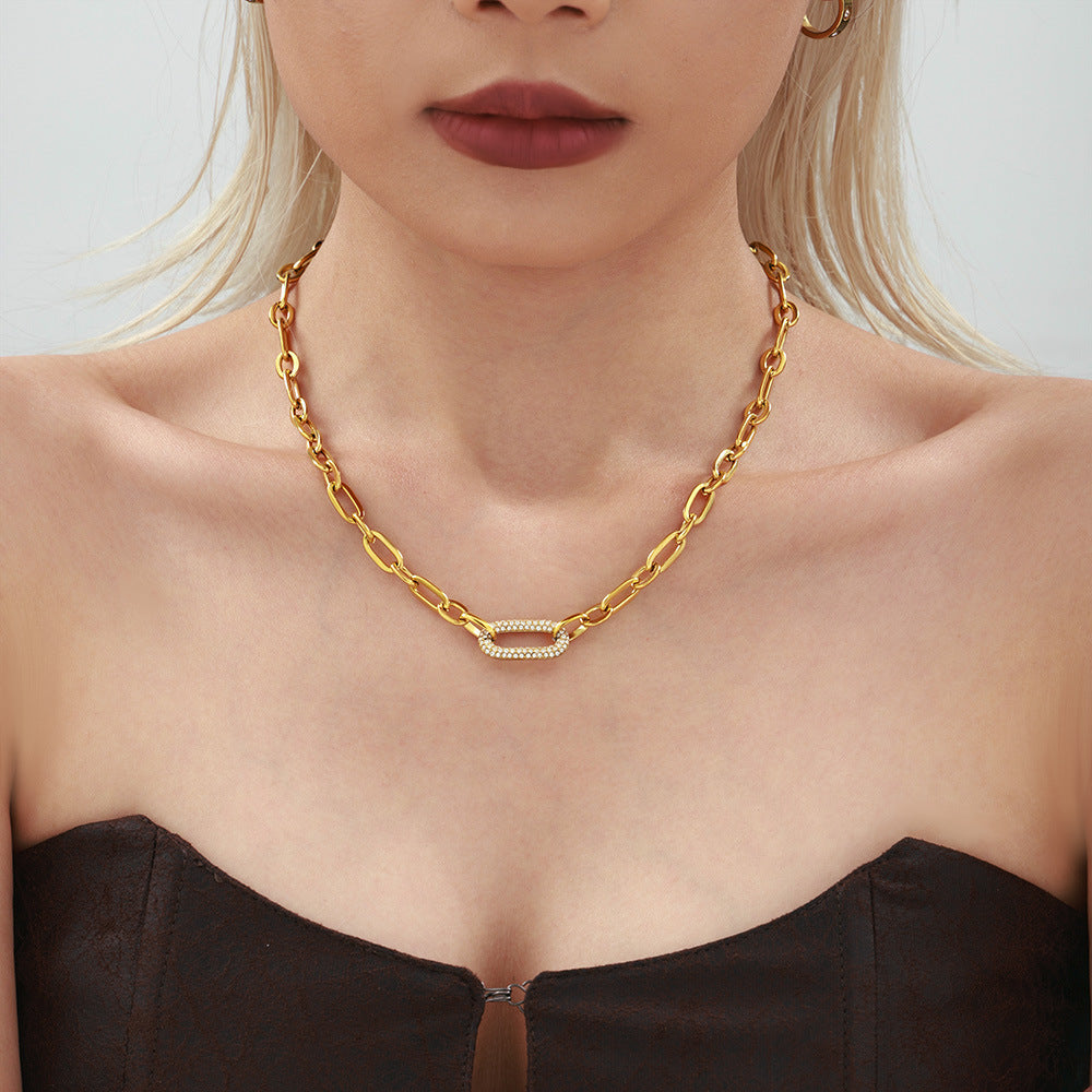 Set Paved Chunky Chain Link Jewelry – zlatá barva – Zoria bižuterie