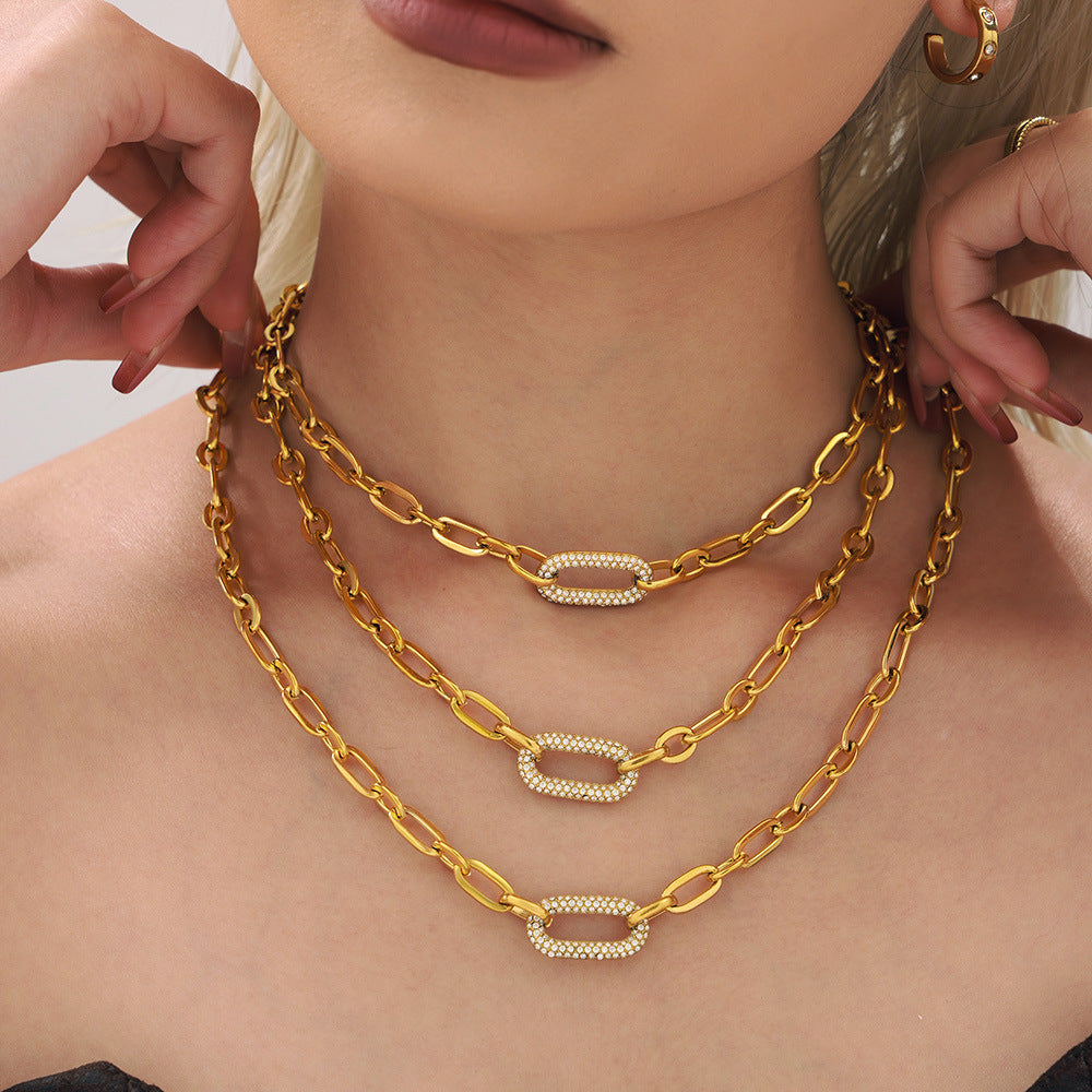 Set Paved Chunky Chain Link Jewelry – zlatá barva – Zoria bižuterie
