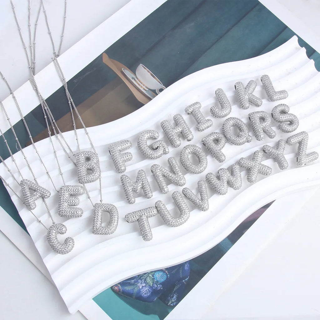 Set Bubble letter initial – stříbrná barva – Zoria bižuterie