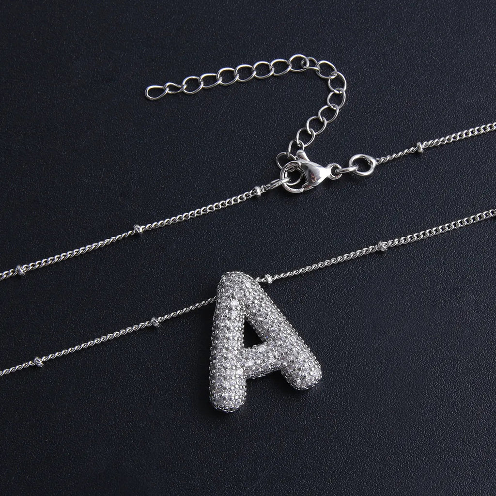 Set Bubble letter initial – stříbrná barva – Zoria bižuterie
