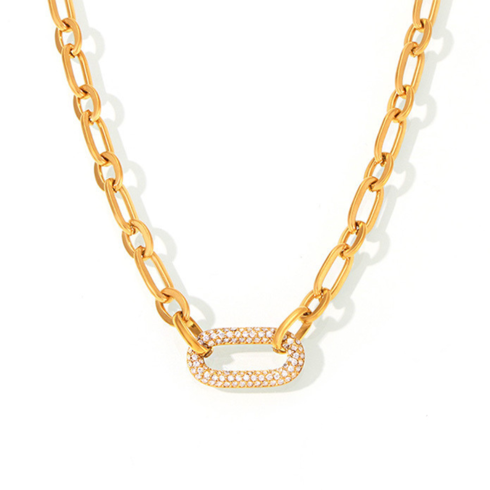 Set Paved Chunky Chain Link Jewelry – zlatá barva – Zoria bižuterie