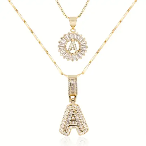 Set Pave letter initial – stříbrná barva – Zoria bižuterie