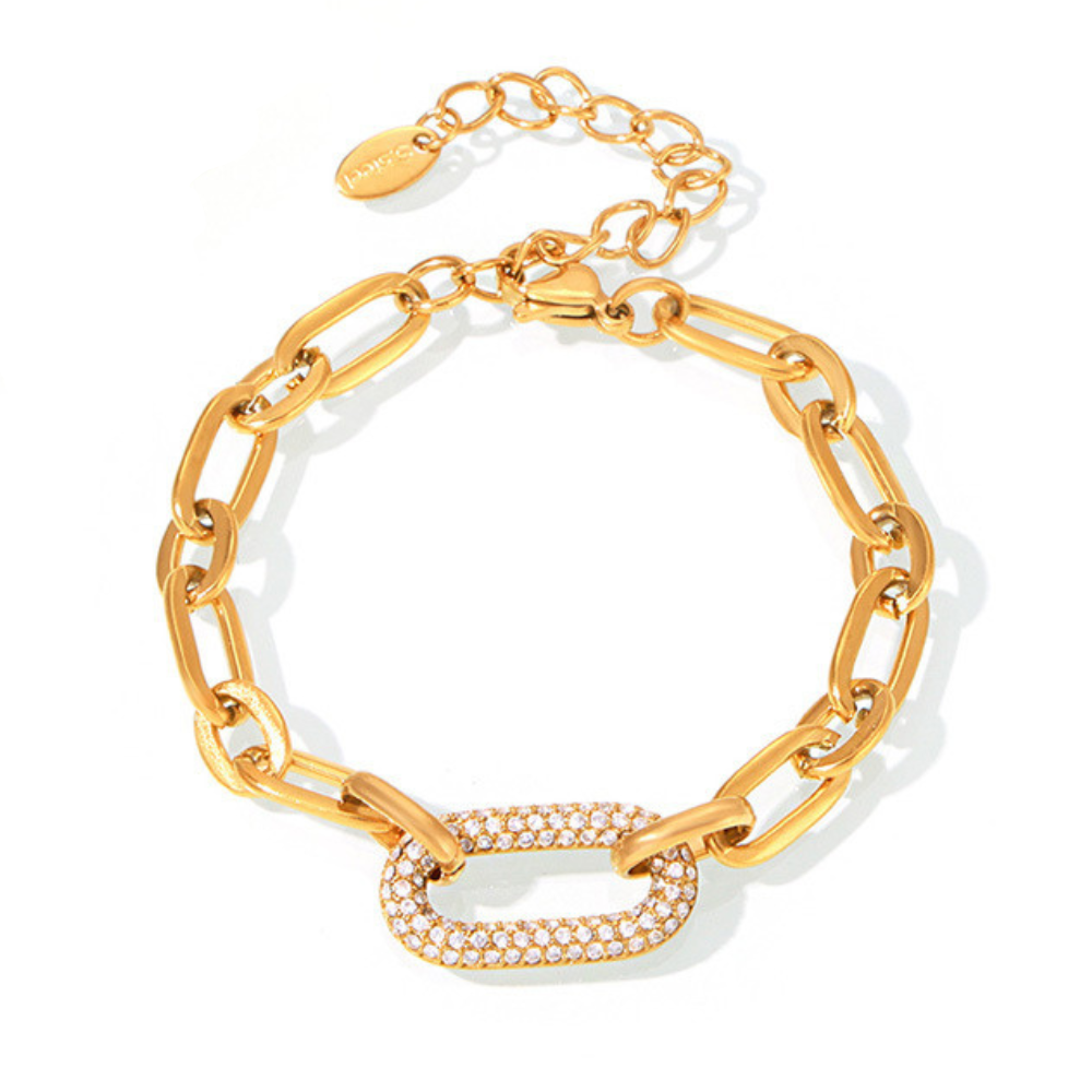 Set Paved Chunky Chain Link Jewelry – zlatá barva – Zoria bižuterie