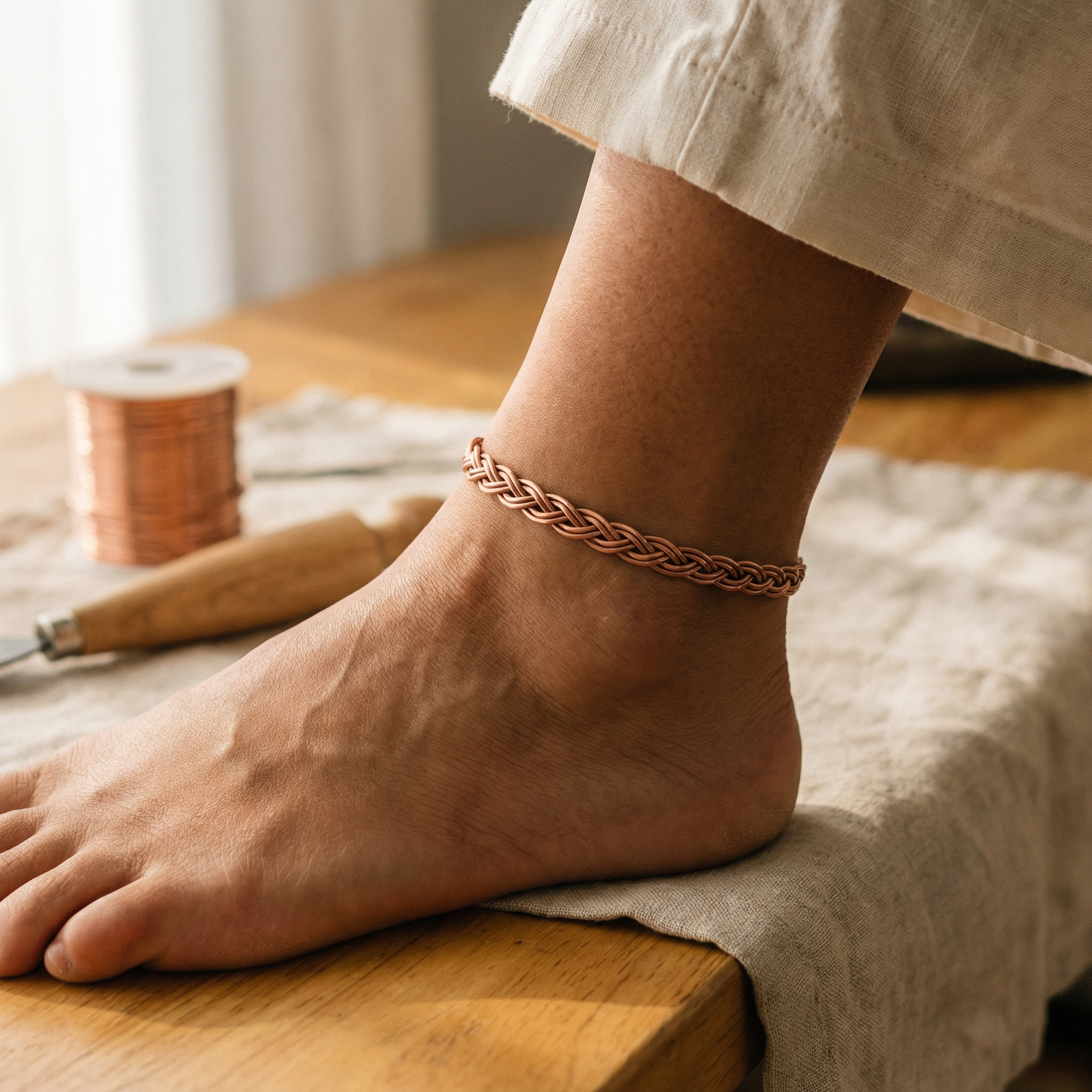 Vera's Reed Copper Anklet