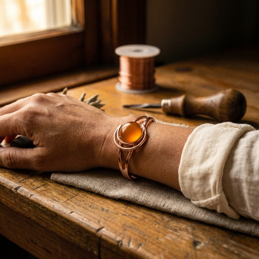 Vera's Sphere Orange Copper Bracelet