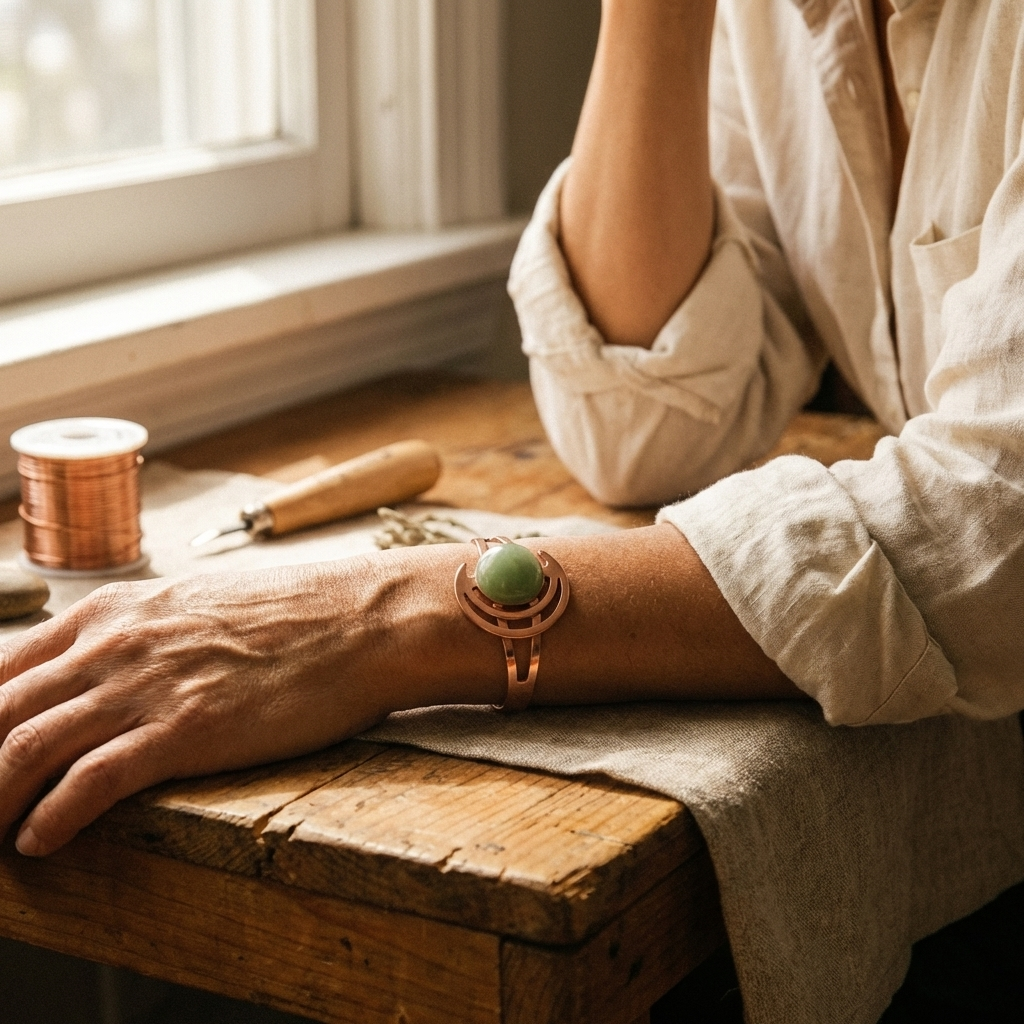 Vera's Sphere Green Copper Bracelet