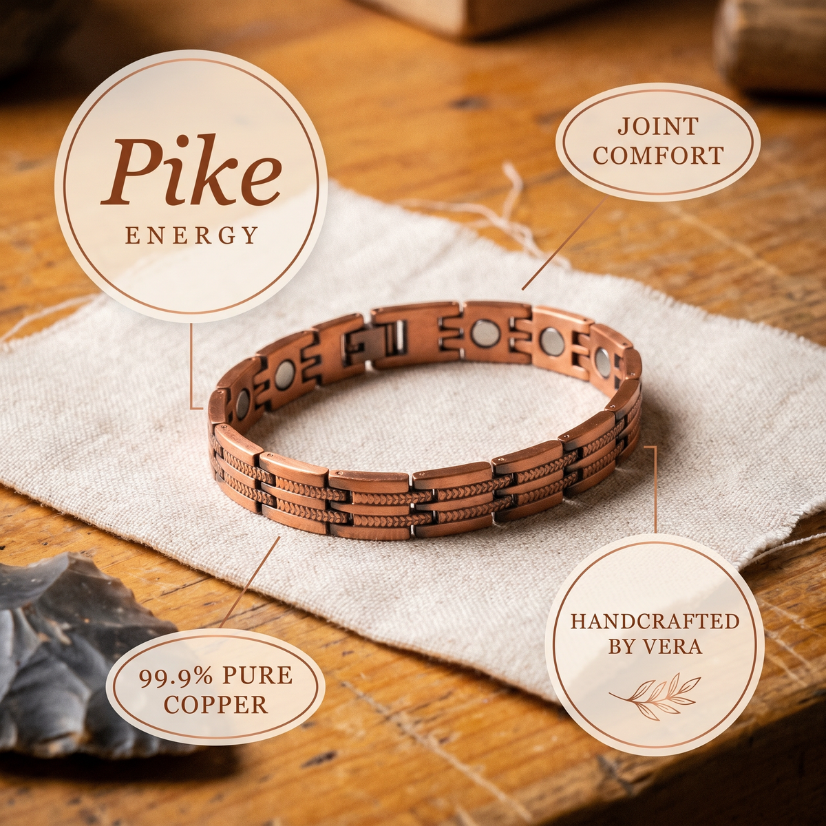 Vera's Pike Men's Copper Bracelet