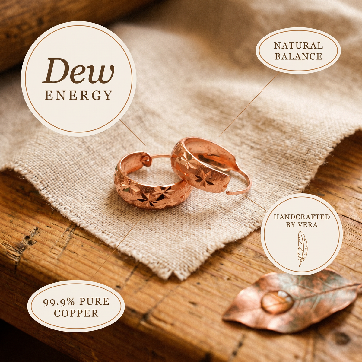 Vera's Dew Copper Earrings